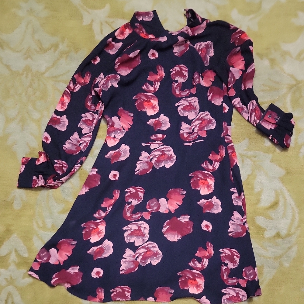 Banana Republic Long Sleeve Dress - Navy and Red Floral
